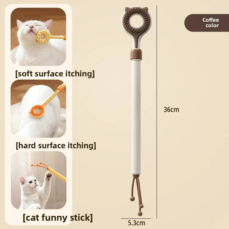 2-in-1 Retractable Kitten Teaser Wand & Grooming Massager