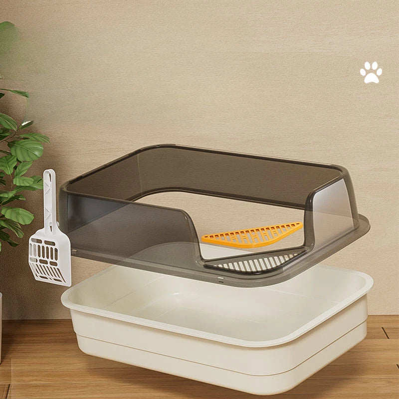 Splash-Proof High-Fence Semi-Enclosed Cat Litter Box