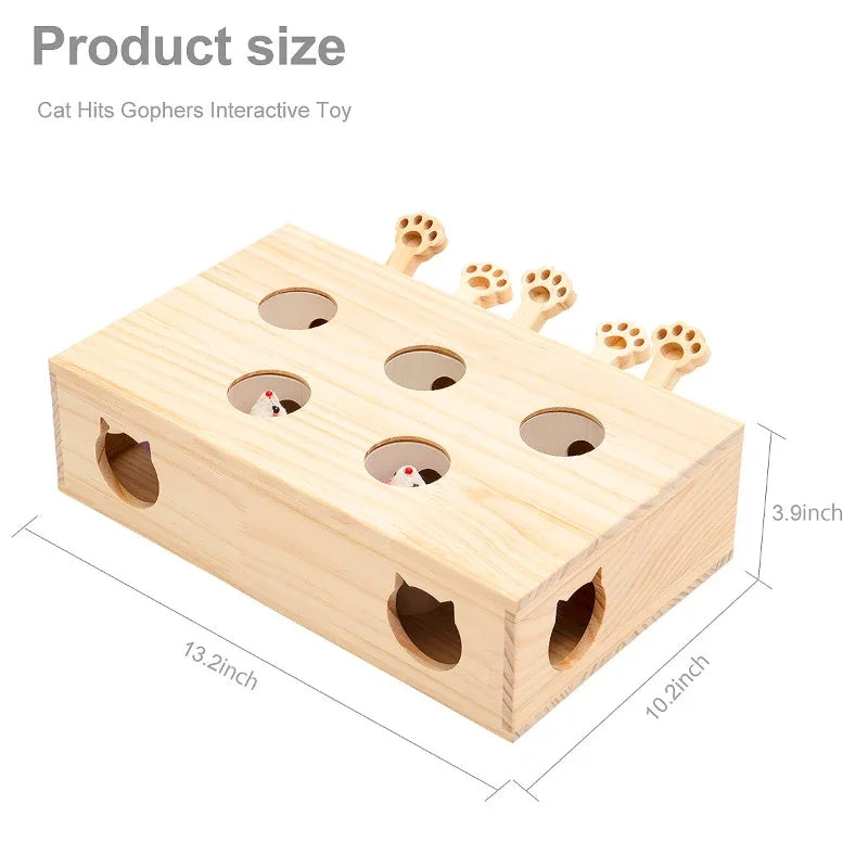 Solid Wood Interactive Whack-A-Mole Cat Toy