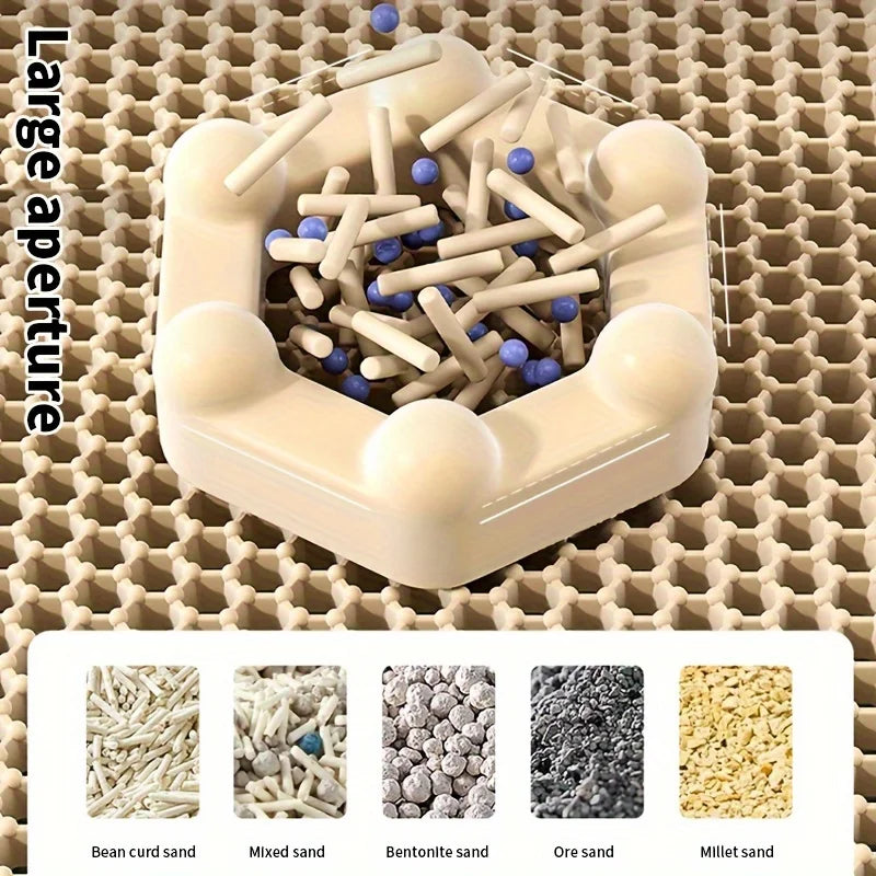 Double-Layer Honeycomb Cat Litter Mat | Waterproof Scatter-Control Trapping Pad