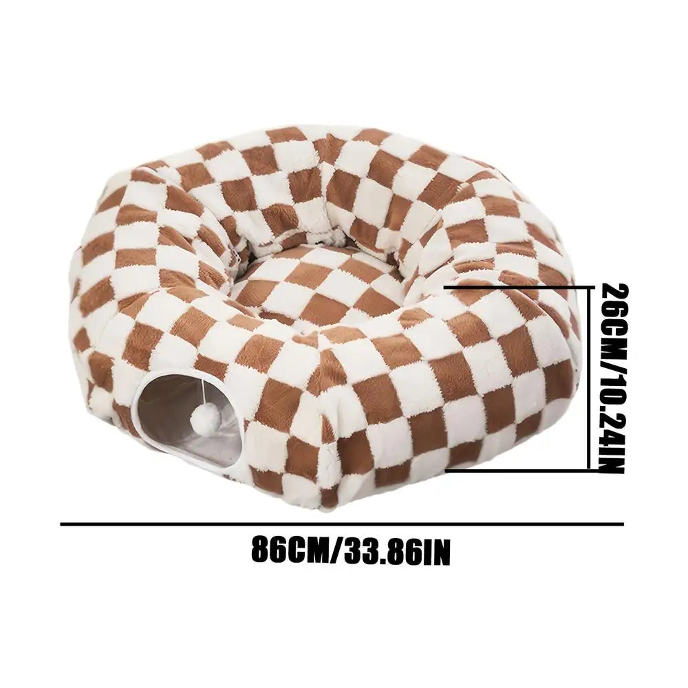 Detachable Round Donut Cat Tunnel Bed