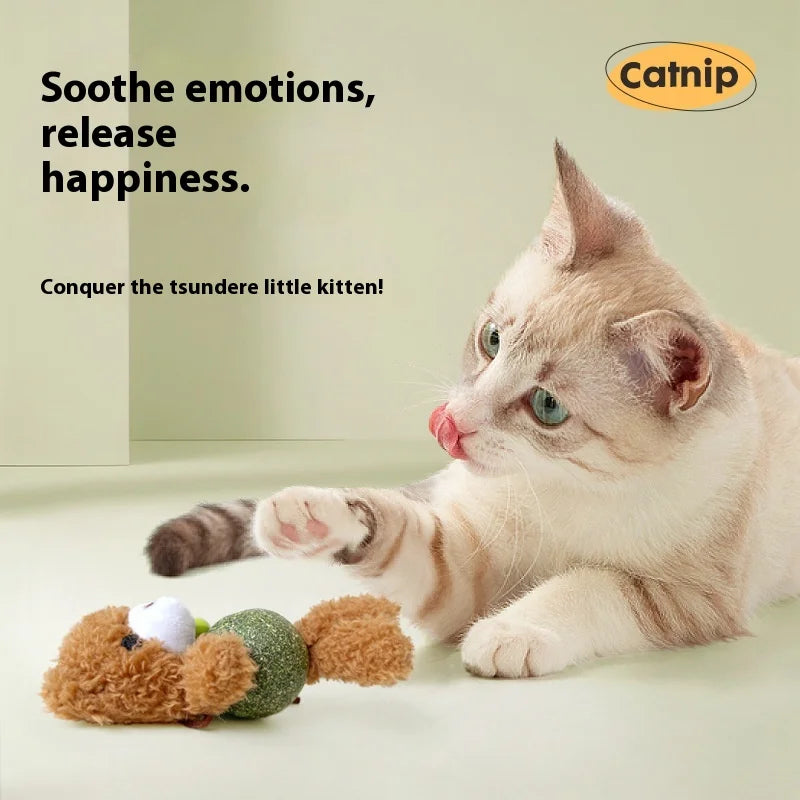 Interactive Catnip Plush Character Toy | Self-Entertainment Dental Chew with Built-In Bell