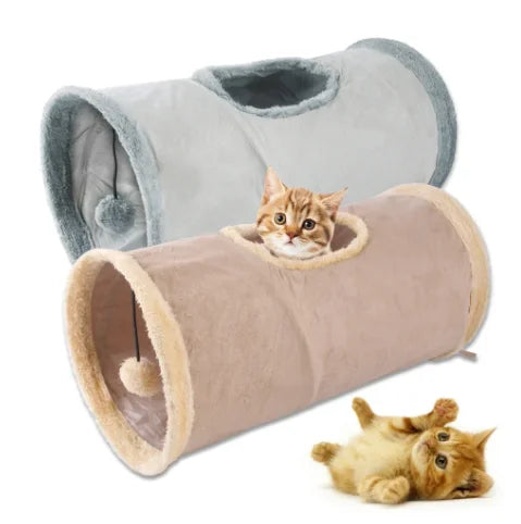 Foldable Suede Plush Cat Tunnel
