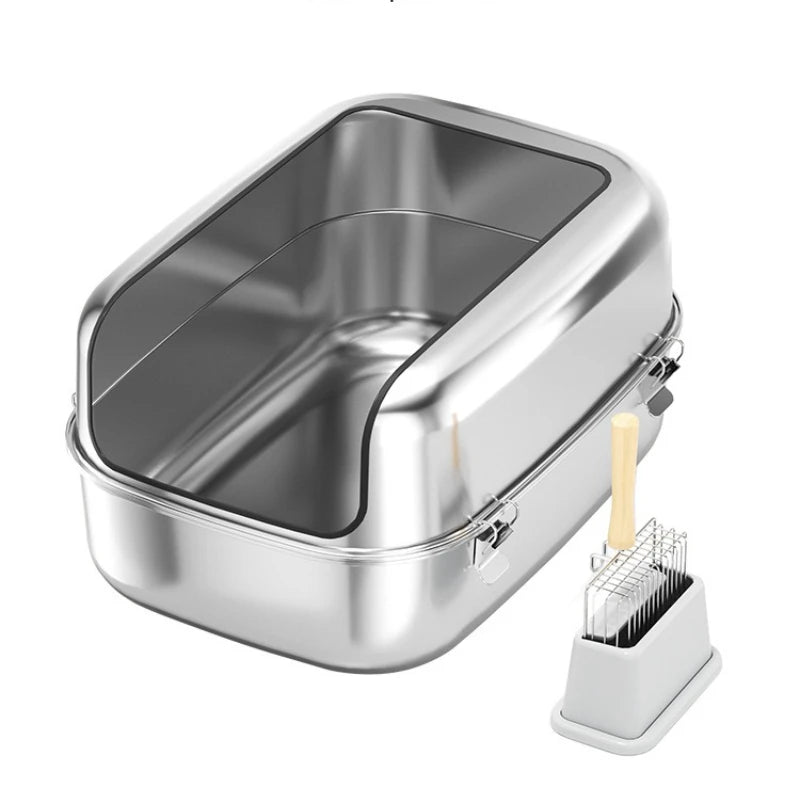 Extra Large Stainless Steel High-Sided Litter Box