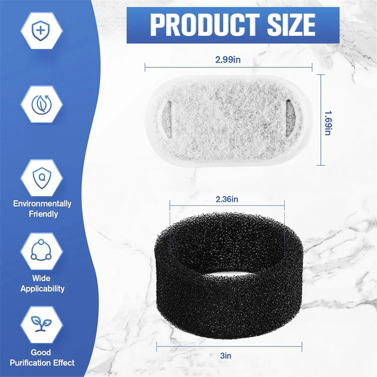 48-Pack Cat Water Fountain Filters & Replacement