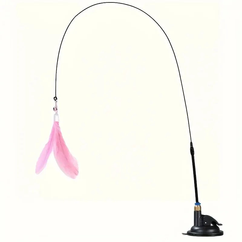 Hands-Free Suction Cup Cat Feather Wand – The Ultimate Boredom Buster!
