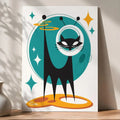 Retro 70s Feline Medieval Modern Peel & Stick Art Poster