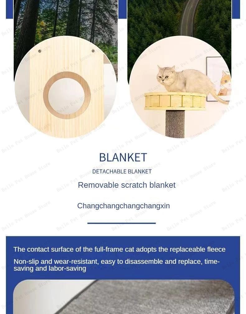 Deluxe 4-Tier Solid Wood Cat Castle Tower & Multifunctional Hammock Sanctuary