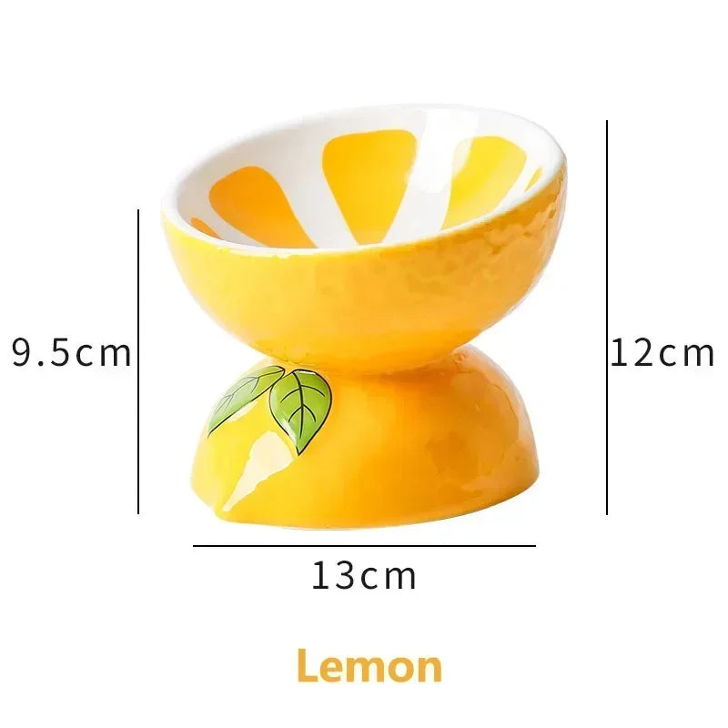 Cute Slanted Ceramic Fruit Pet Bowl