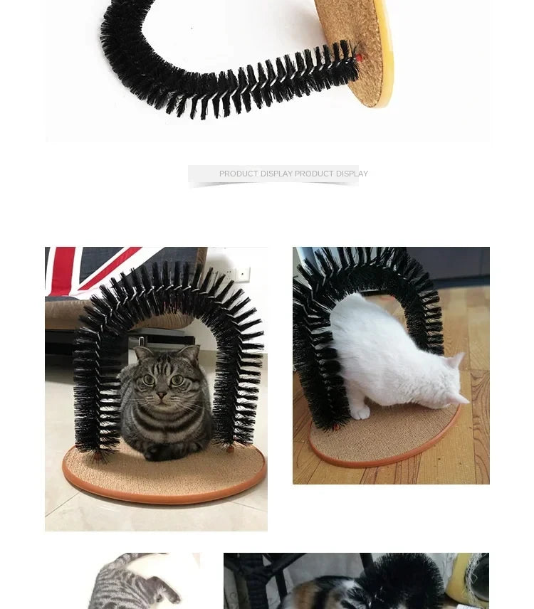 3-in-1 Cat Grooming Arch & Scratching Pad | Interactive Self-Massage Bristle Toy