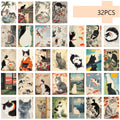 Tokyo Gallery 32-Piece Ukiyo-E Japanese Cat Postcard Set