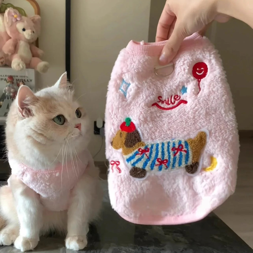 Ultra-Soft Plush Fleece Winter Cat Vest - Warm Thermal Indoor Jacket