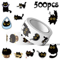 The Club Mascot 500-Piece Cute Black Cat Sticker Roll