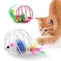 Interactive Metal Cage Rolling Mouse Toy | Erratic Chase Ball with Sand Sound Effects