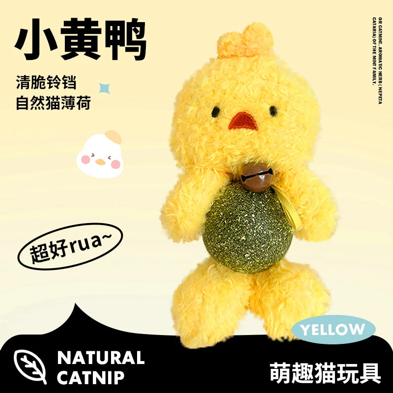 Interactive Catnip Plush Character Toy | Self-Entertainment Dental Chew with Built-In Bell