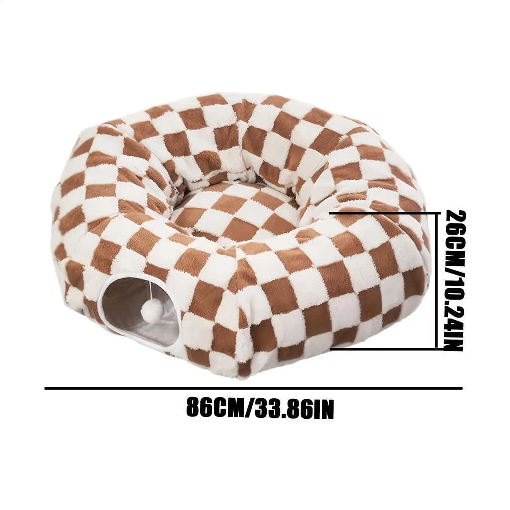 Detachable Round Donut Cat Tunnel Bed