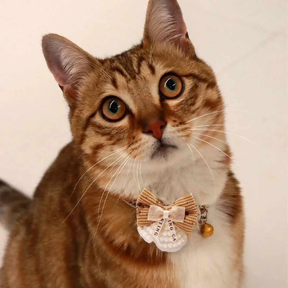 Adjustable Cartoon Print Cat Collar with Location Bell