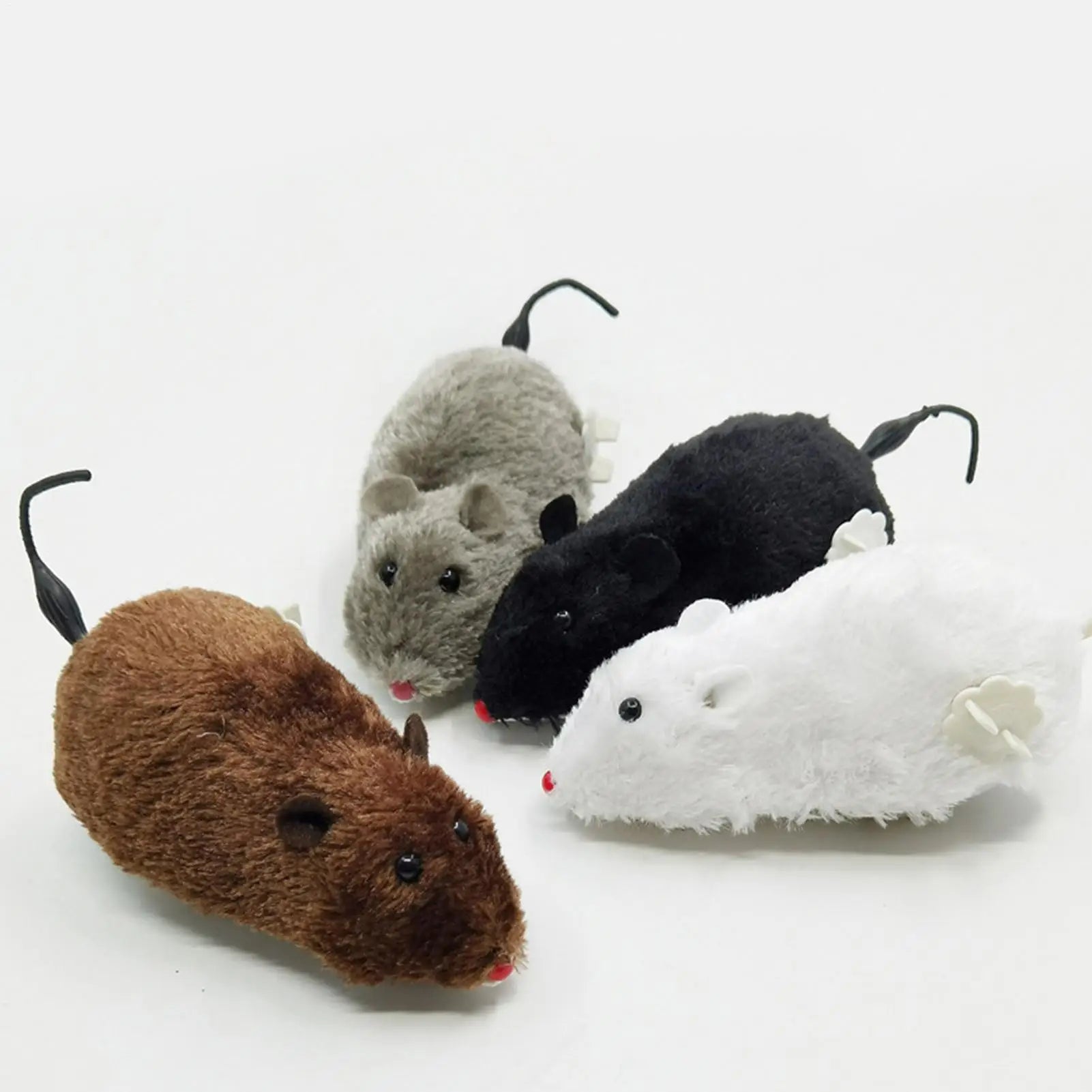 Wind-Up Moving Plush Mouse Cat Toy | Interactive Battery-Free Chasing Game