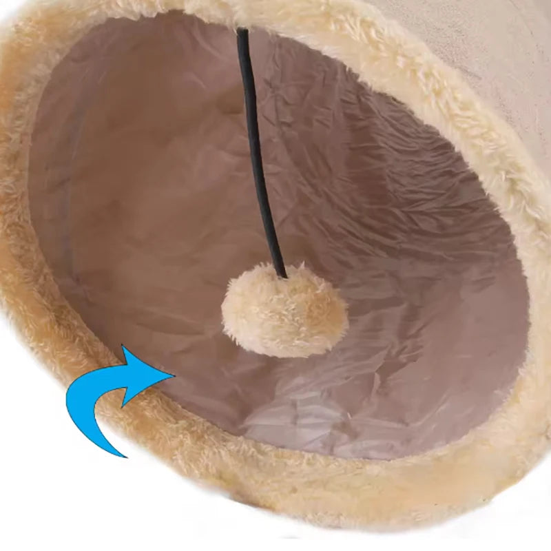 Foldable Suede Plush Cat Tunnel