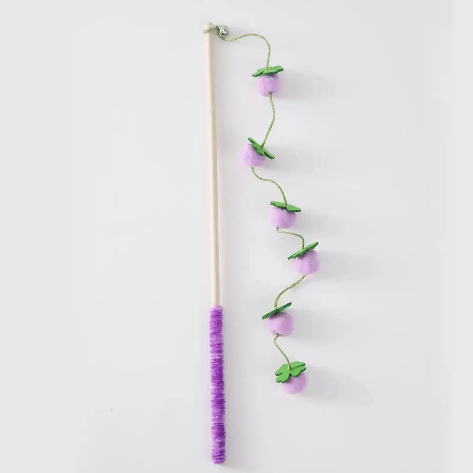 Premium 15.7-Inch Wooden Fruit-Shaped Cat Teaser Wand with Ergonomic Anti-Slip Grip