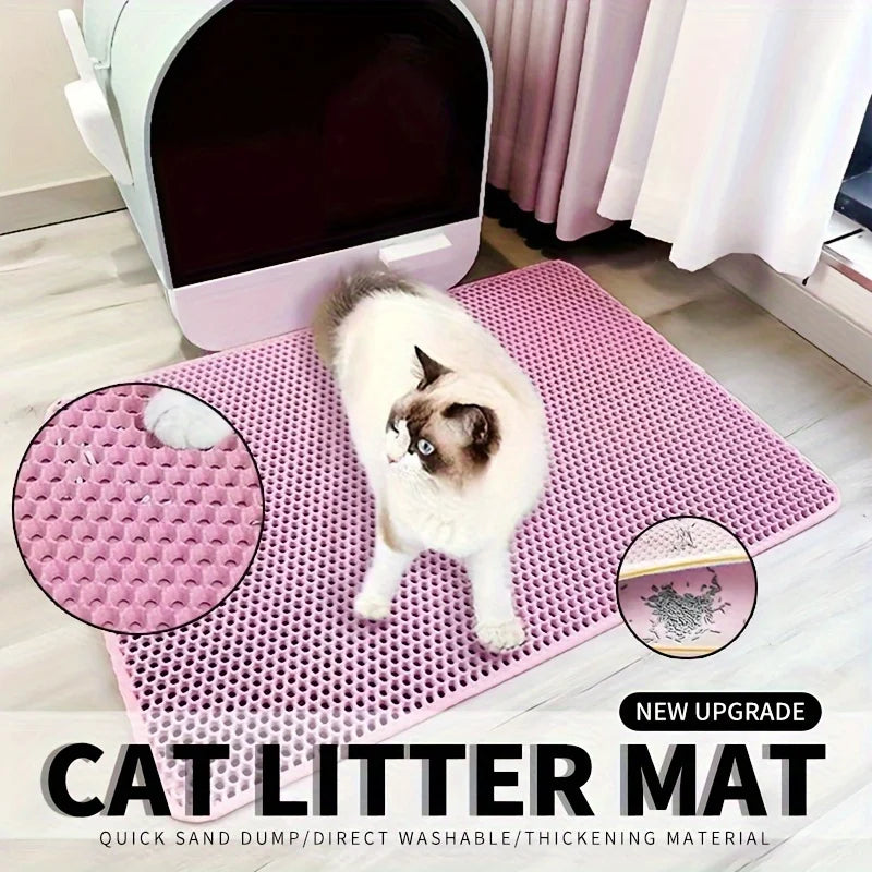 Double-Layer Honeycomb Cat Litter Mat | Waterproof Scatter-Control Trapping Pad