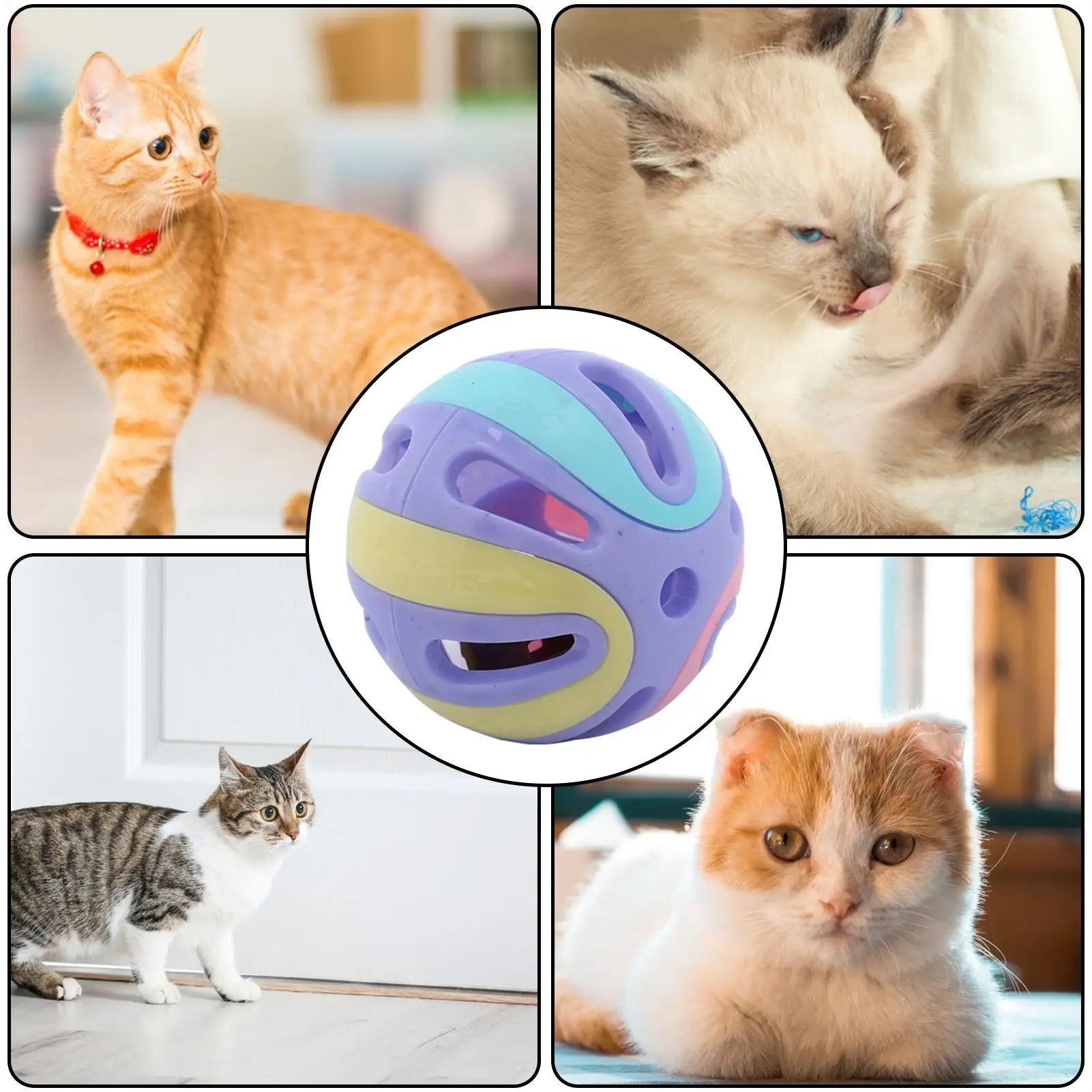 Interactive Hollow Cat Jingle Balls - Multi-Pack Kitten Chasing & Pounce Toys (4.8cm)