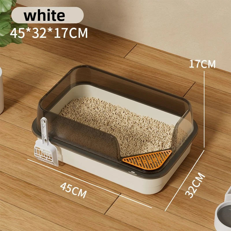 Splash-Proof High-Fence Semi-Enclosed Cat Litter Box