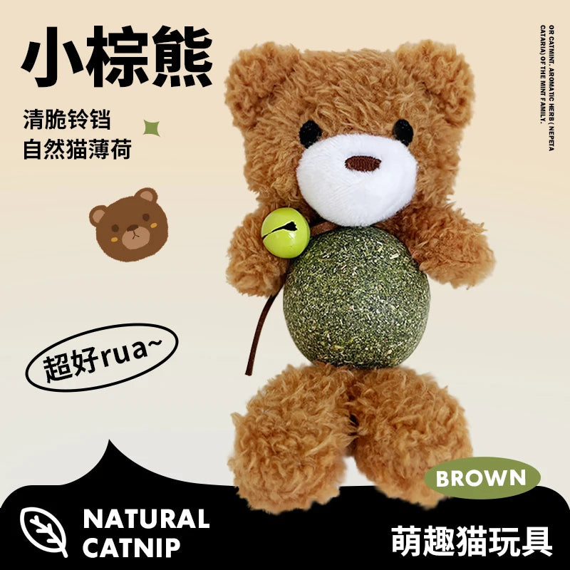 Interactive Catnip Plush Character Toy | Self-Entertainment Dental Chew with Built-In Bell