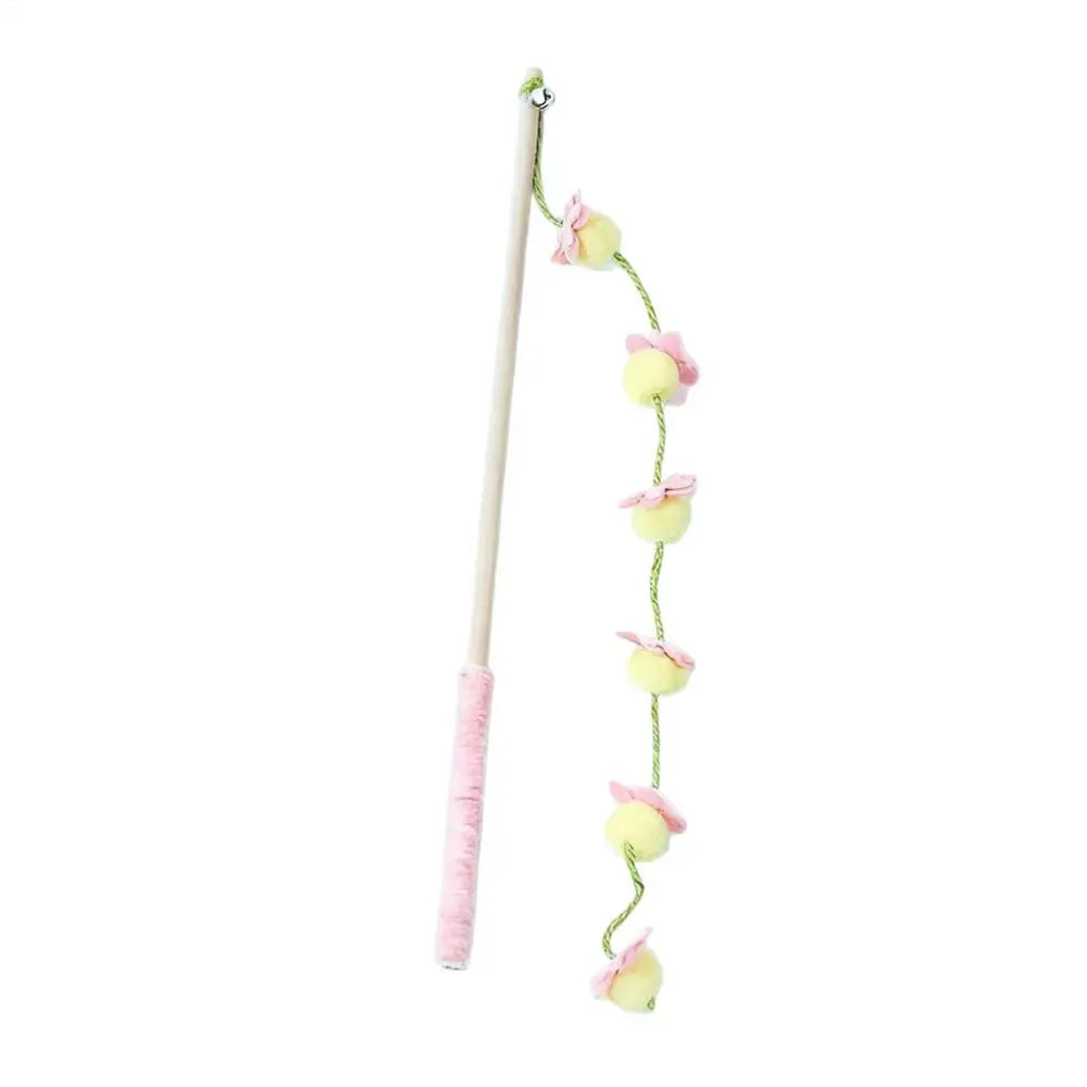 Premium 15.7-Inch Wooden Fruit-Shaped Cat Teaser Wand with Ergonomic Anti-Slip Grip