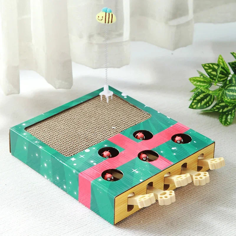 Interactive 3-in-1 Whack-A-Mole Cat Enrichment Toy & Scratching Pad