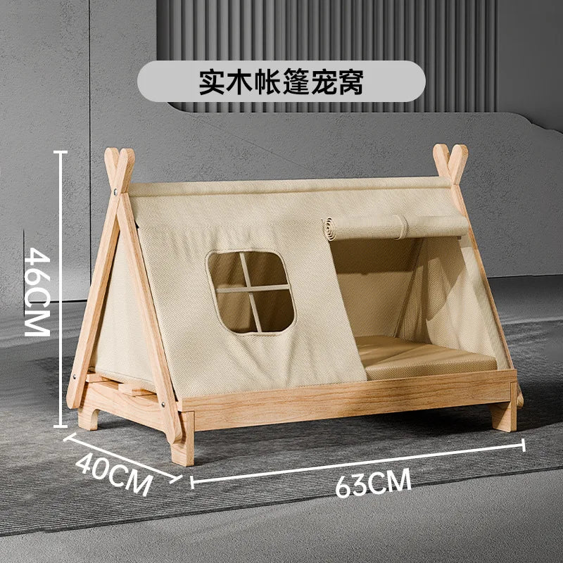 The Sanctuary Elevated Solid Wood Cat Tent Bed