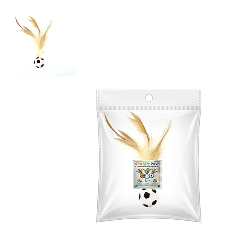 Elastic Silicone Bouncy Ball with Feathers Cat Toy