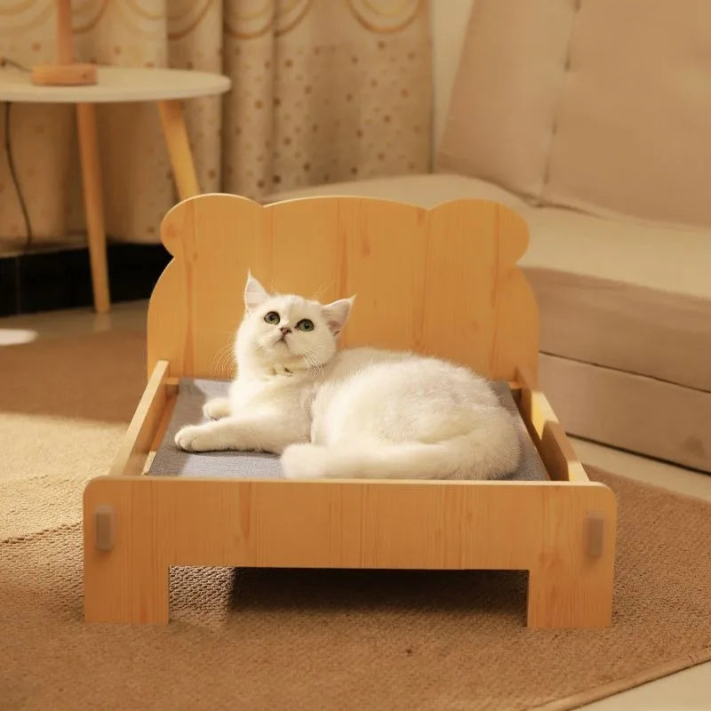 Cute Wooden Shape Luxury Cat Bed | Removable & Washable Four-Season Indoor BED