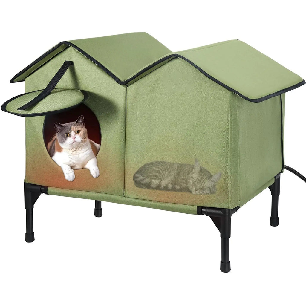 Weatherproof Outdoor Heated Cat House & Thermostatic Winter Shelter