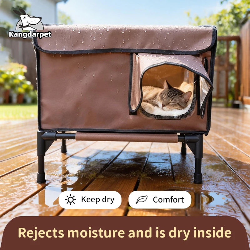 Insulated Waterproof Outdoor Cat House with Escape Door