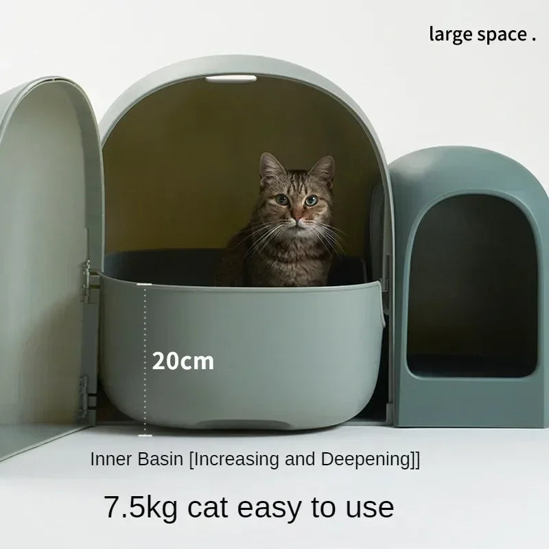 Oversized Fully Enclosed Corridor Cat Litter Box - Anti-Tracking & Odor Isolation Toilet