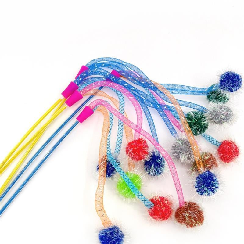 MOONBIFFY Flexible Interactive Cat Teaser Wand with Plush Hunting Ball