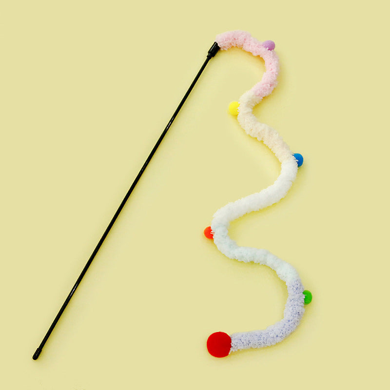 Colorful Caterpillar Interactive Cat Teaser Wand