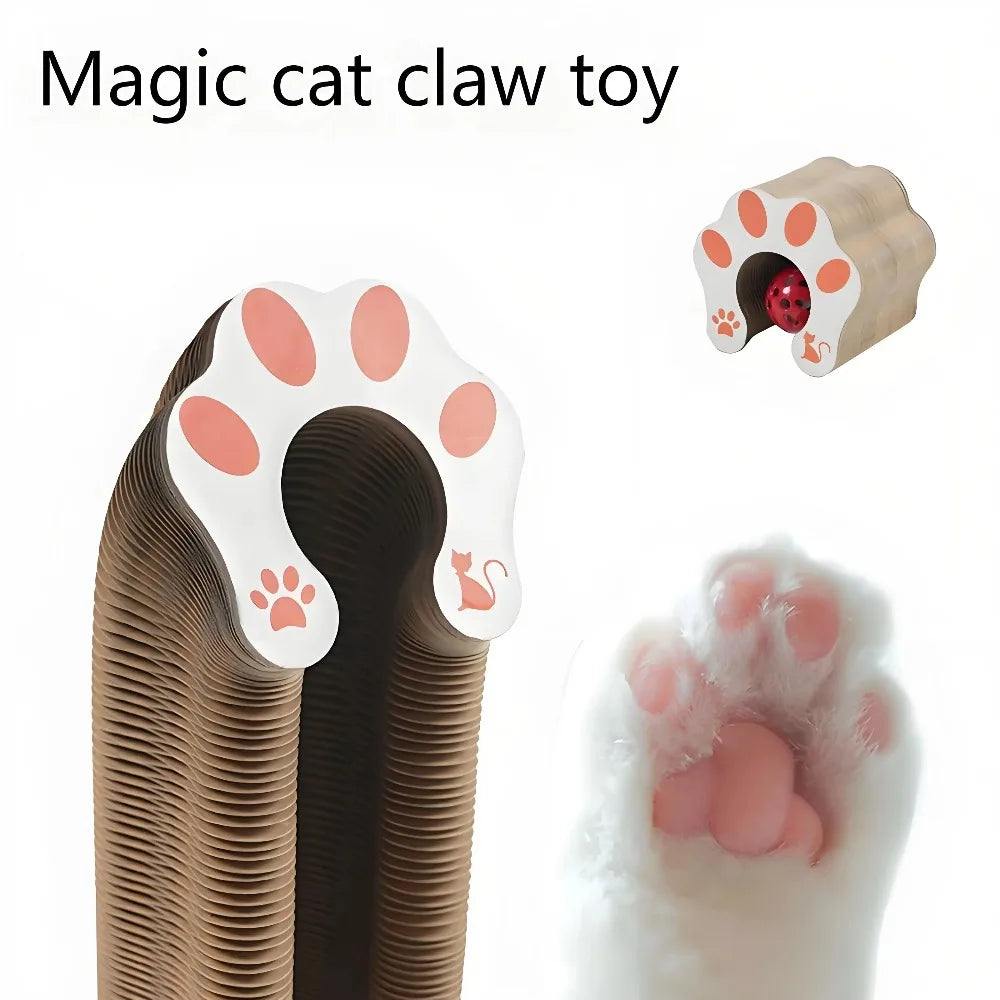 Magic Folding Cat Scratching Board | Interactive Accordion Toy with Rolling Bell