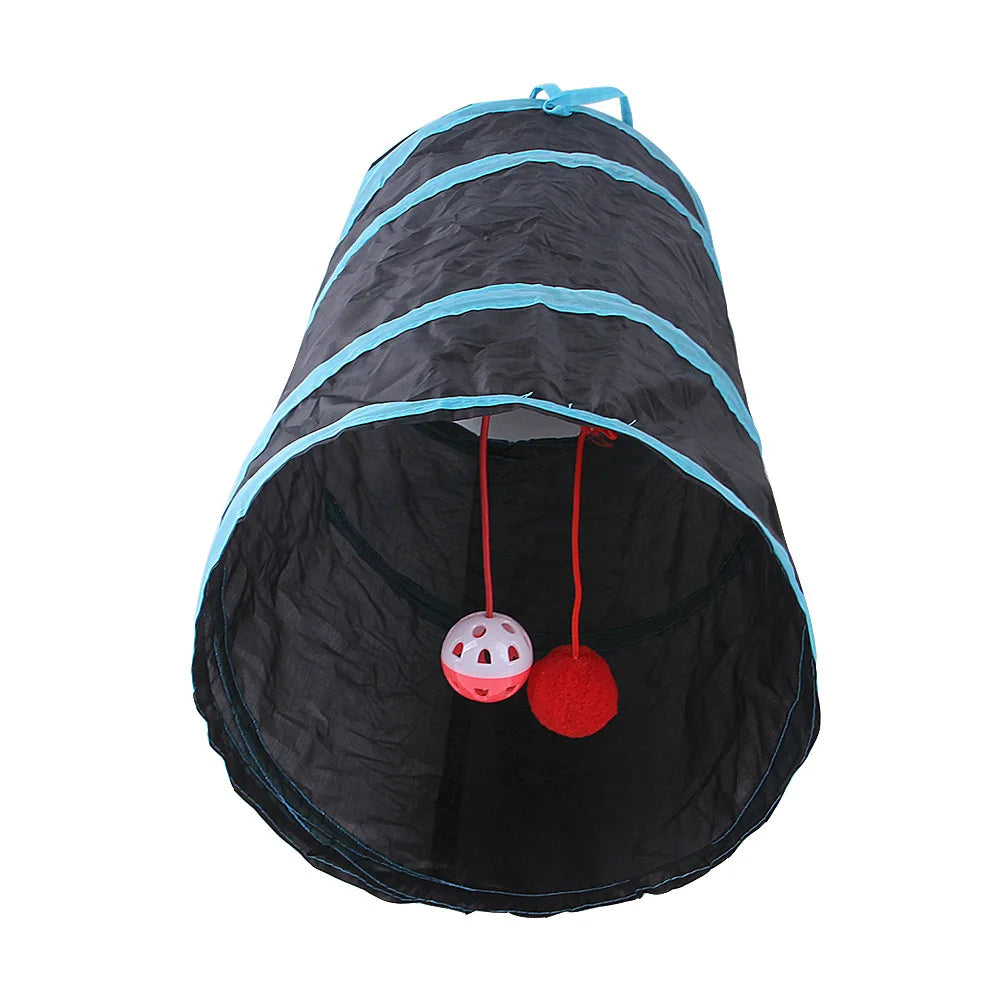 Interactive Foldable Cat Tunnel System | S-Type & Y-Type Crinkle Drill Barrel with Hanging Toy