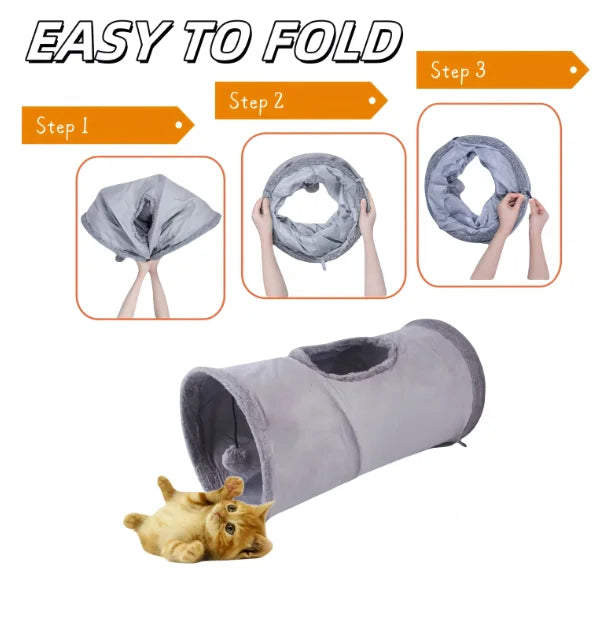 Foldable Suede Plush Cat Tunnel