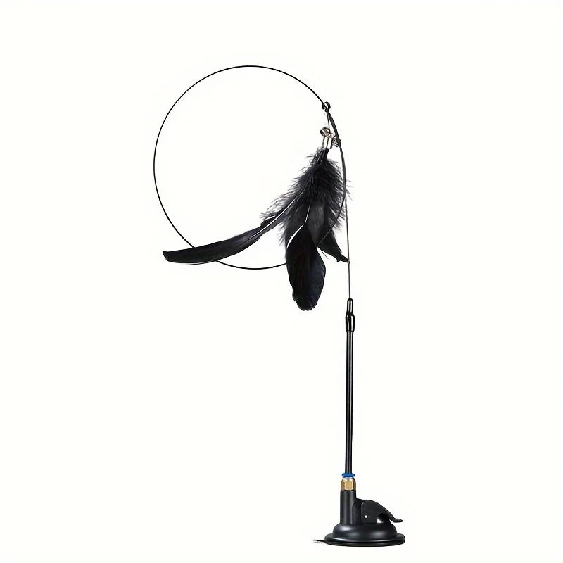 Hands-Free Suction Cup Cat Feather Wand – The Ultimate Boredom Buster!