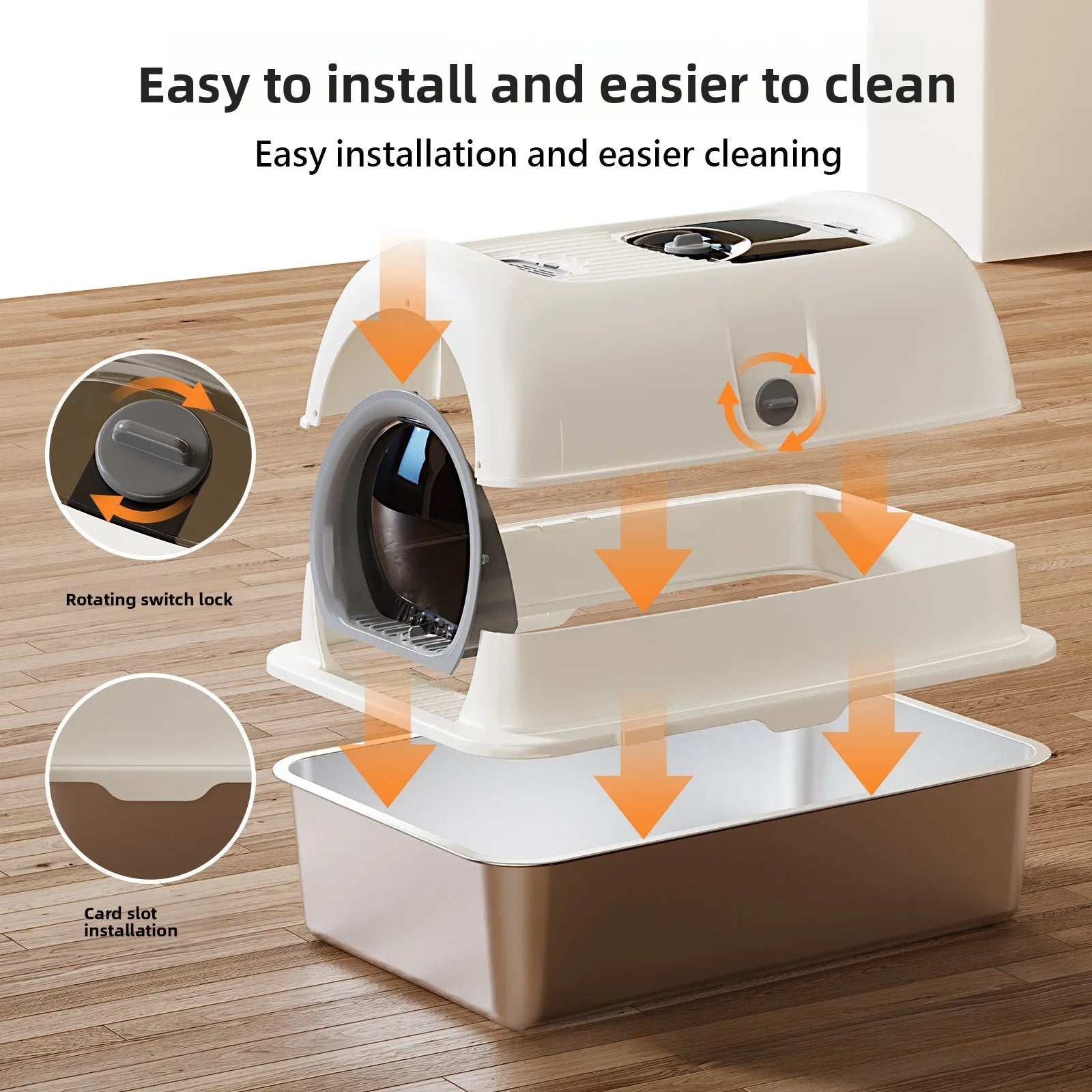 Enclosed Stainless Steel Luxury Cat Litter Box | Anti-Splash Odor-Free XL Kitty Toilet