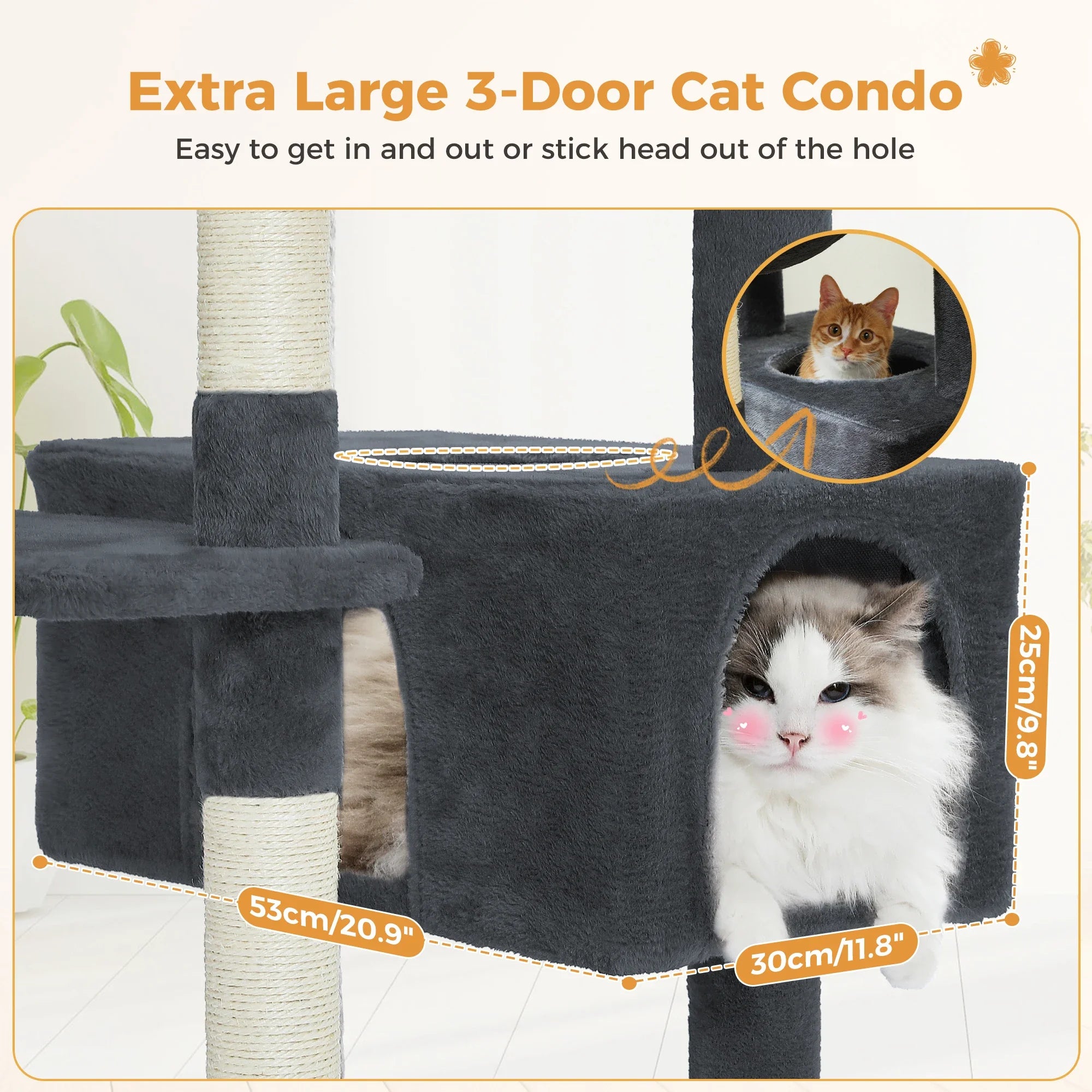 Deluxe 8-Level Multi-Cat Tree Tower with Spacious Hammock & Scratching Board (183cm)
