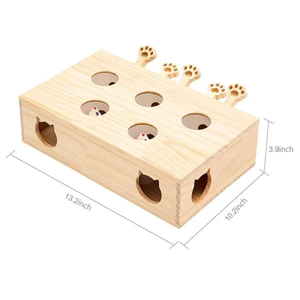 Solid Wood Interactive Whack-A-Mole Cat Toy
