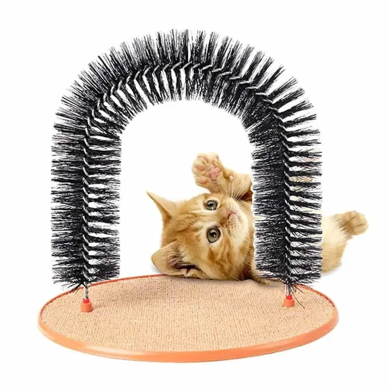 3-in-1 Cat Grooming Arch & Scratching Pad | Interactive Self-Massage Bristle Toy