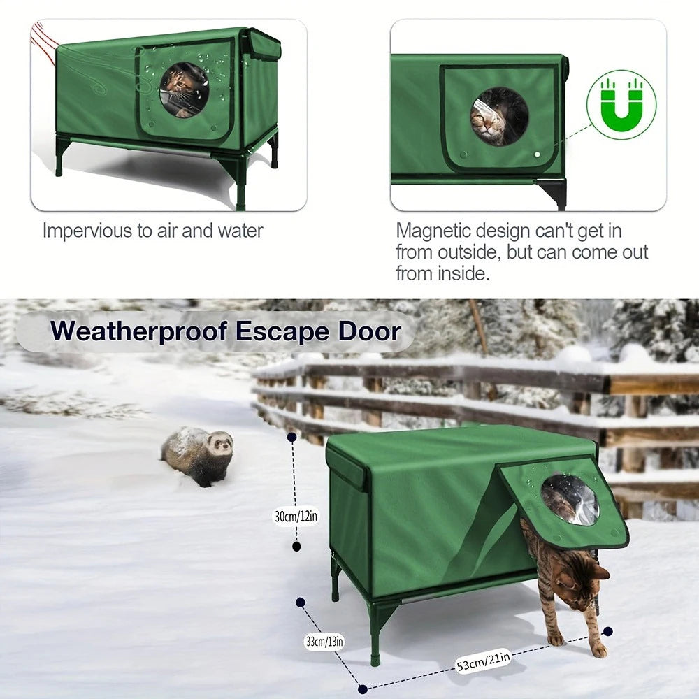 Insulated Waterproof Outdoor Cat House with Escape Door