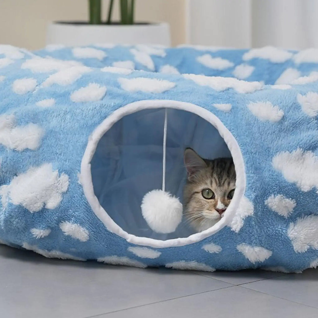 Detachable Round Donut Cat Tunnel Bed