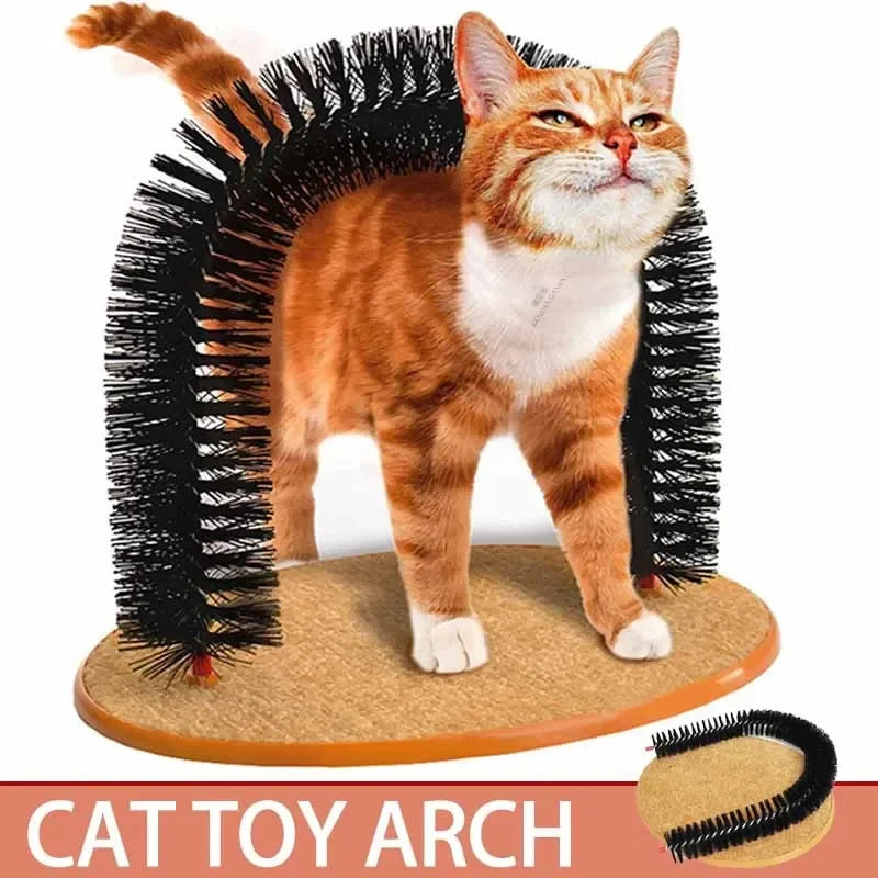 3-in-1 Cat Grooming Arch & Scratching Pad | Interactive Self-Massage Bristle Toy