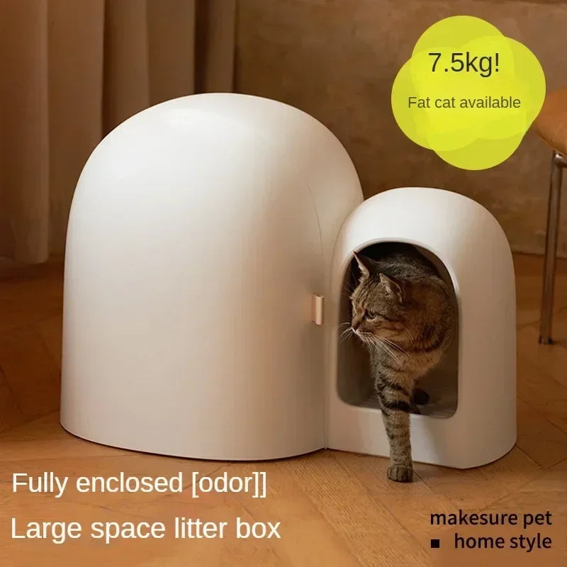 Oversized Fully Enclosed Corridor Cat Litter Box - Anti-Tracking & Odor Isolation Toilet